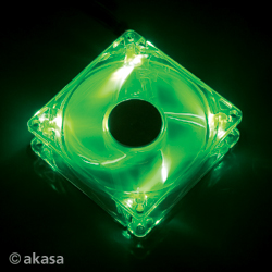 Akasa 120mm Crystal Green Case Fan Sleeve Bearing