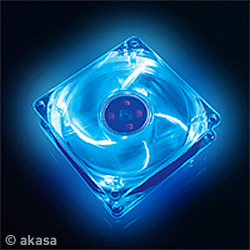 Akasa 80mm Crystal Blue Fan with 4 Blue LEDs