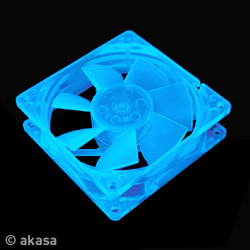 Akasa Blue UV Reactive 80mm Case Fan Lo-noise