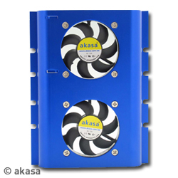 Akasa Hard Drive Cooler Twin Fan Blue