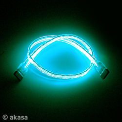 Akasa SATA2 cable, 45cm, with Green EL string